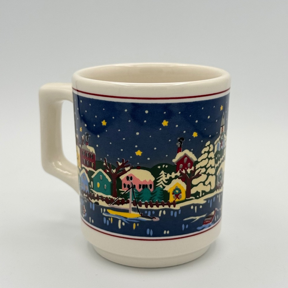 Vintage Oneida Chinaware Coffee Mug Holiday Harbor Nautical Christmas